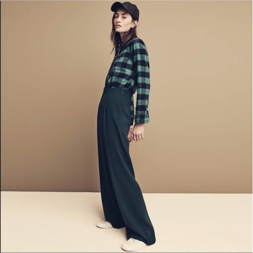 J. Crew Wide Leg Pleated Pant in Matte Crepe Emerald Green H2815 Size 2 - Picture 2 of 12